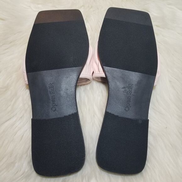 Open Edit Brynn Blush Pink Square Toe Slide Flat Sandals NWOT Size 8 - Picture 3 of 5